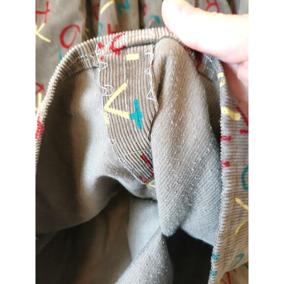 Vintage Handmade Brown Corduroy Alphabet Dress With Pockets - Picture 5 of 5